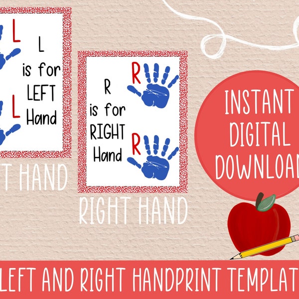 Left Hand and Right Handprint Template - Red Border