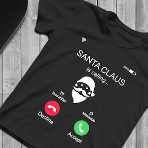 Eingehender Anruf Weihnachtsmann SVG, Weihnachten 2024, Weihnachts-Svg-Datei für Cricut & Silhouette, SVG Dxf Png, lustiges T-Shirt
