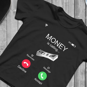 Chiamata in arrivo Money is Calling file SVG per Cricut e Silhouette, trasferimenti DTF PNG, magliette divertenti