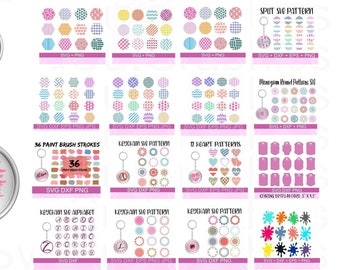 Keychain SVG Files Big Bundle, Brush Strokes, Round Patterns (Digital Download)