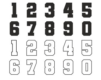 Sports Varsity Numbers SVG DXF PNG Files