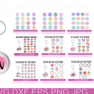 Keychain SVG DXF PNG Bundle, Keychain Template Svg Files, Svg Background Template, Keychain Svg
