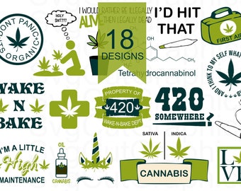 420 Weed SVG Bundle, Cannabis SVG, Marijuana SVG Files for Cricut, Glowforge, Sublimation Designs