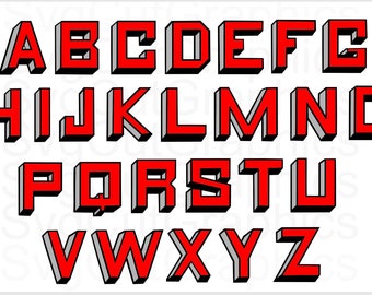 3D Block Letters SVG, Layered Font, Cricut Silhouette Dxf (Digital Download)