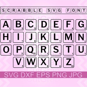 Scrabble Font SVG, Scrabble Tile Svg, Scrabble Alphabet Svg Letters Cut File, Scrabble Svg Font Cricut, DXF Silhouette, Printable PNG