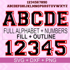 Pliki Varsity Layered Font Svg, Sports Layered Font Svg, Football Numbers Svg Layered, College, Svg Font Cricut Silhouette, Cricut Svg Font