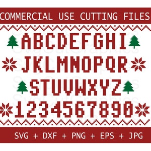 Suéter feio SVG Alfabeto Natal 2024 Arquivos Svg para Cricut e Silhouette Dxf, PNG Suéter feio Letras e números Svg Natal 2024