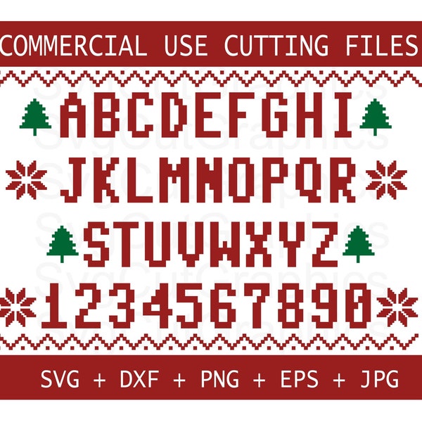 Ugly Sweater SVG Alphabet Christmas 2023 Svg Files For Cricut & Silhouette Dxf, Ugly Sweater Letters And Numbers Svg Christmas 2023