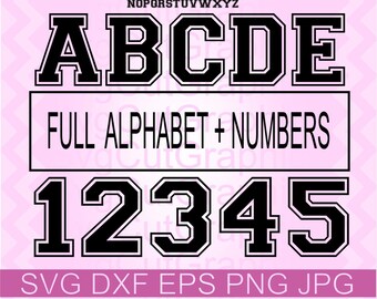 Varsity Font Svg Files for Cricut, Sport Font Svg, Football Numbers Svg, College Letters Svg, College Number Svg, Cricut Varsity Font