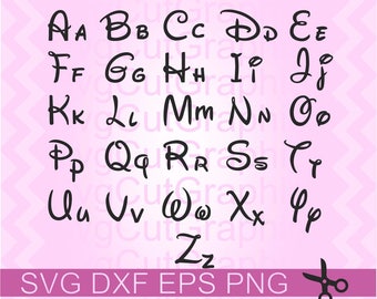 Disney SVG Font, Svg Files, Disney Alphabet Svg, SVG Cutting Fonts, Svg Files for Cricut, Cricut Svg Font, Silhouette Svg Font
