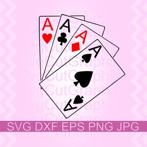 Four Aces SVG File, Svg Poker Aces Svg Cards, SVG Cut File, Vinyl Cut File, Svg Poker, Silhouette SVG Files, Cricut Svg Files