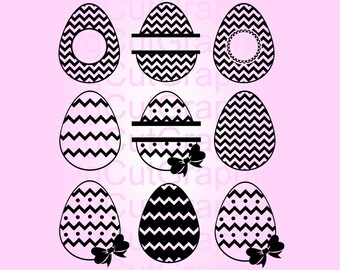 Paquete SVG de monograma de huevo de Pascua, archivos de corte de Pascua divididos para Cricut y Silhouette (descarga digital)