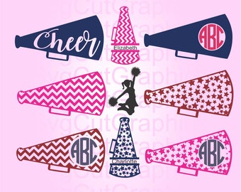 SVG Cheerleader Megaphone Monogram Frame Svg Cut Files, Svg files for Cricut, Cut files for Silhouette and other Vinyl Cutters, Svg files