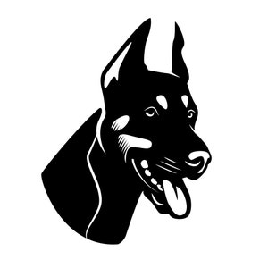 Doberman Head, Dog SVG Cut File Cricut & Silhouette DXF, Printable Png, Iron on Htv, Sublimation Designs, DTF transfers