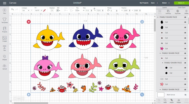 Download Family Baby Shark Character SVG PNG Layered Baby Shark Svg ...