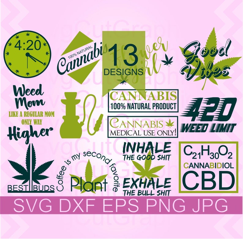 Download Weed SVG Bundle 420 SVG Cannabis T-shirts Marijuana Leaf | Etsy