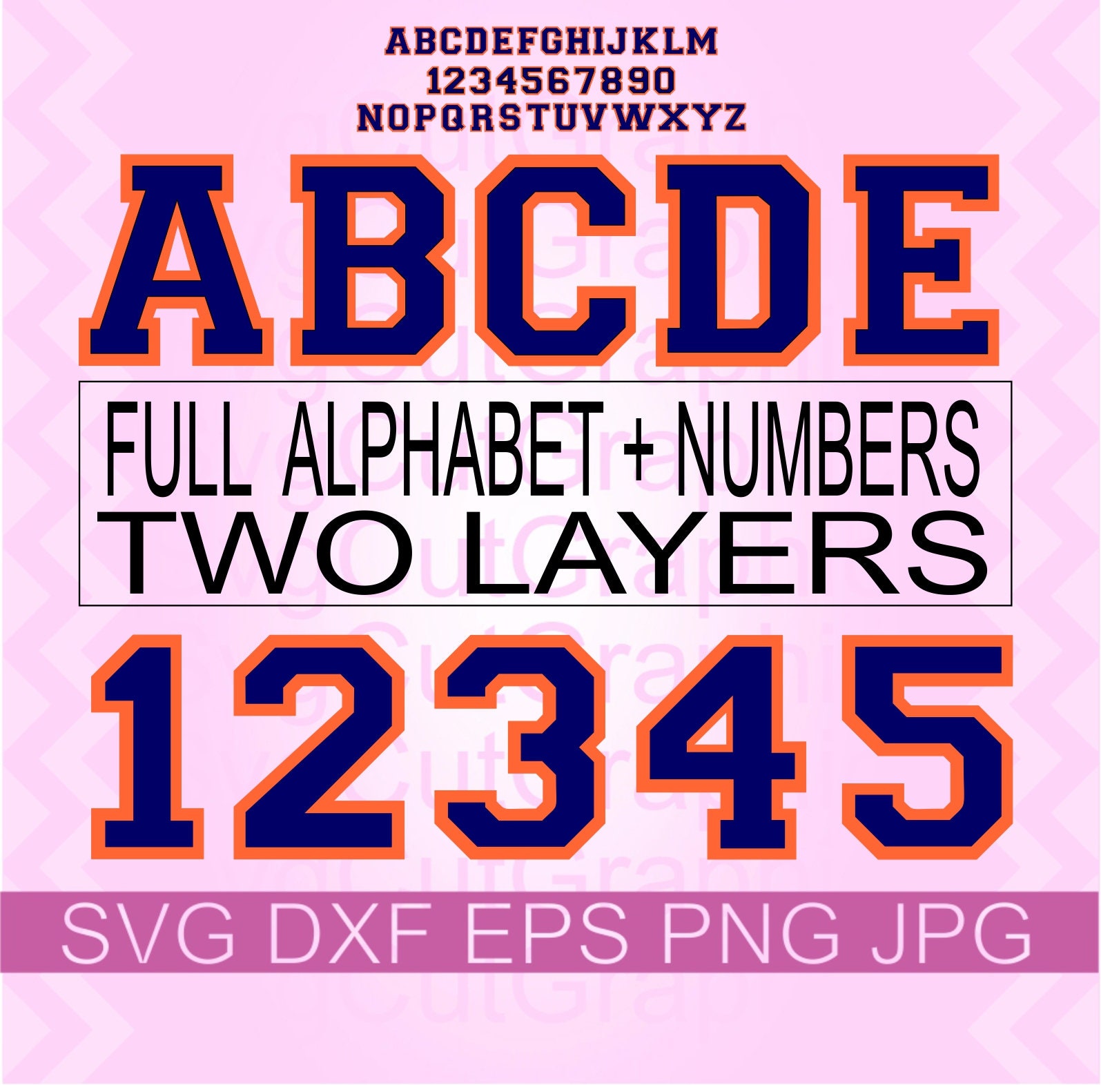 Varsity Layered Font Svg Files, Sports Layered Font Svg, Football Num…