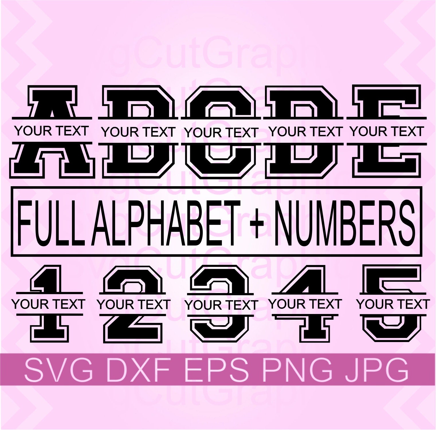 Varsity Split Letters and Numbers SVG DXF PNG Etsy UK