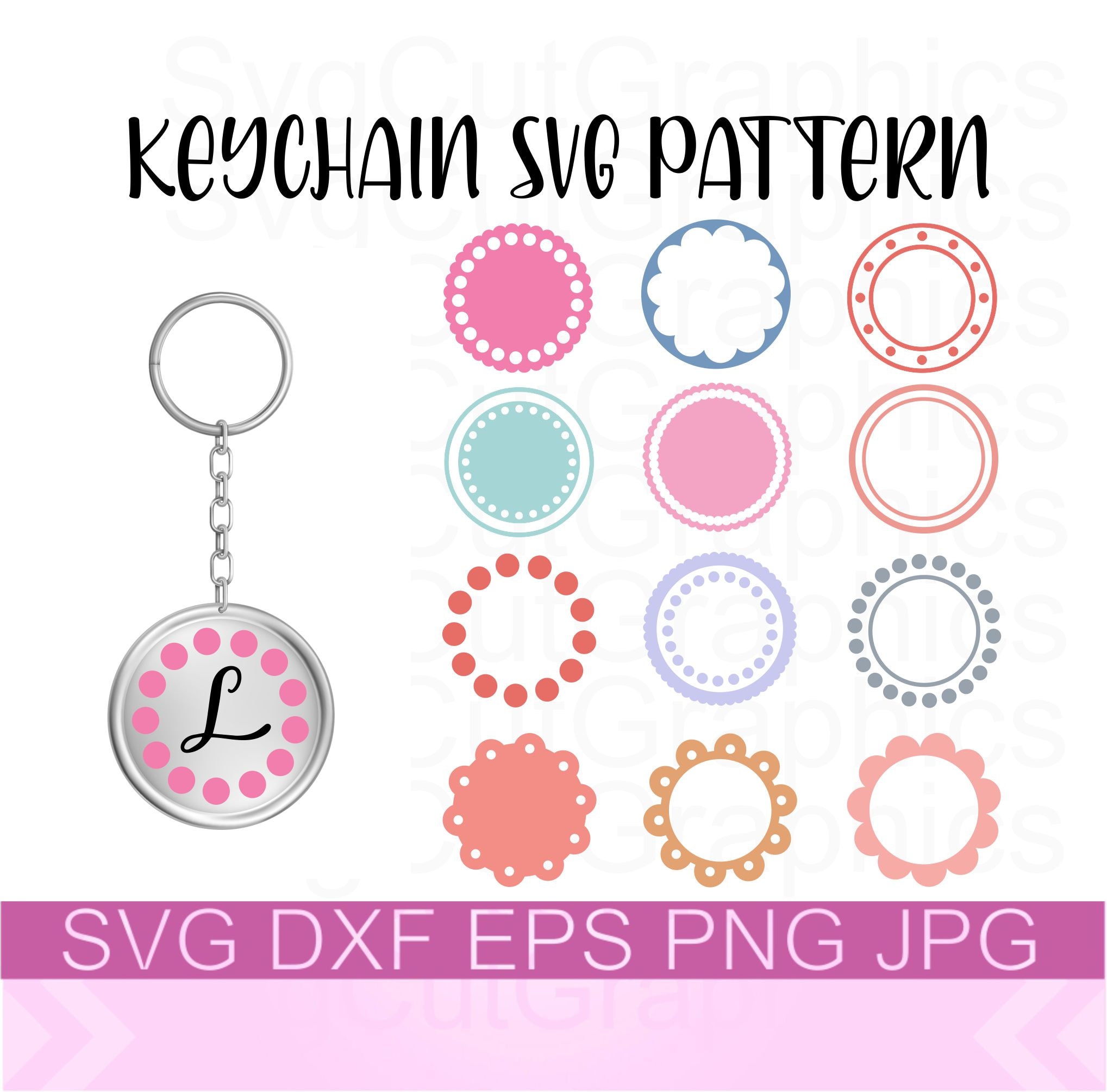 Keychain Circle Pattern SVG Keychain Background Valentines | Etsy