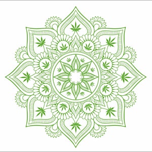 Mandala Cannabis-Svg-Datei, Marihuana-Blatt, DTF-Transfers, Unkraut SVG (Digital Download)