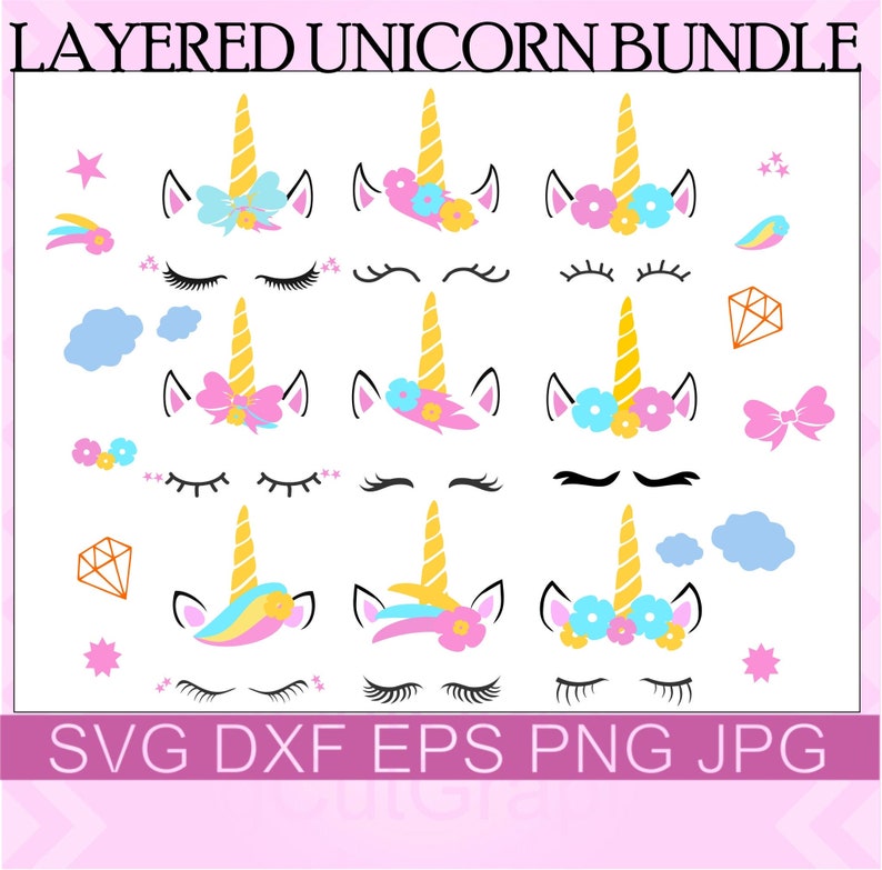 Download Unicorn SVG Layered Bundle Unicorn Head Clip Art Unicorn ...
