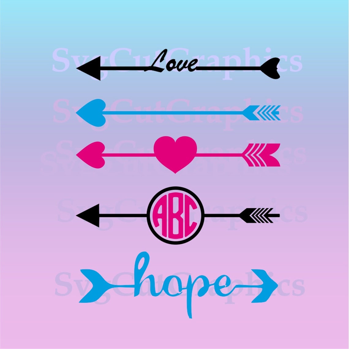 Arrow Monogram SVG Frames SVG Cutting Files Svg Files for - Etsy