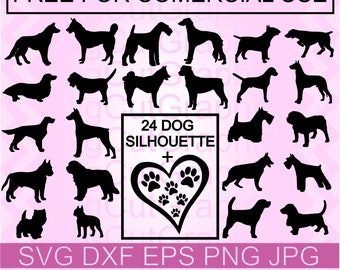 24 Dog Silhouette SVG (dxf, eps, png, jpg) - Commercial Use Clipart