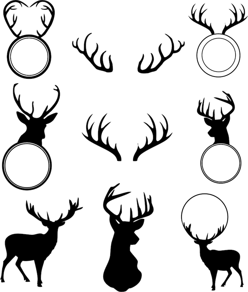 Download Monogram Deer Antler SVG Files Svg Monogram SVG Cut Files | Etsy