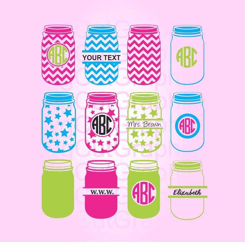 Download Mason Jar SVG Monogram Frame Svg Cut Files Svg files for | Etsy