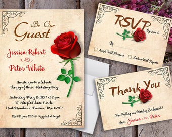 Beauty And The Beast Invitations Etsy
