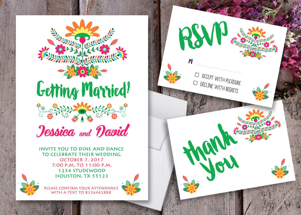 Mexican Wedding Invitation Mexican Fiesta Invitations | Etsy