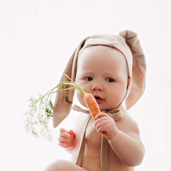 Touca de Coelho | Chapéu de Páscoa Infantil | Adereço Fofo para Fotos de Bebê | Fantasia de Peter Rabbit | Roupa "Adivinha o Quanto Eu Te Amo"