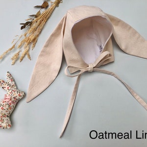 Bunny Bonnet Baby Toddler Hat Easter Hat Cute Baby Photography Prop Peter Rabbit Costume Guess How Much I Love You Animal Hat Oatmeal Linen
