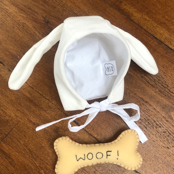 Puppy Dog Bonnet | Baby Toddler Hat | Cute Photography Prop | Halloween Costume | Velvet Bonnet | Various Colours Available