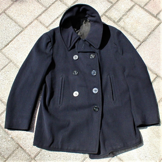 Vintage 30s 40s WW II 2 US Navy 8 Button Peacoat C