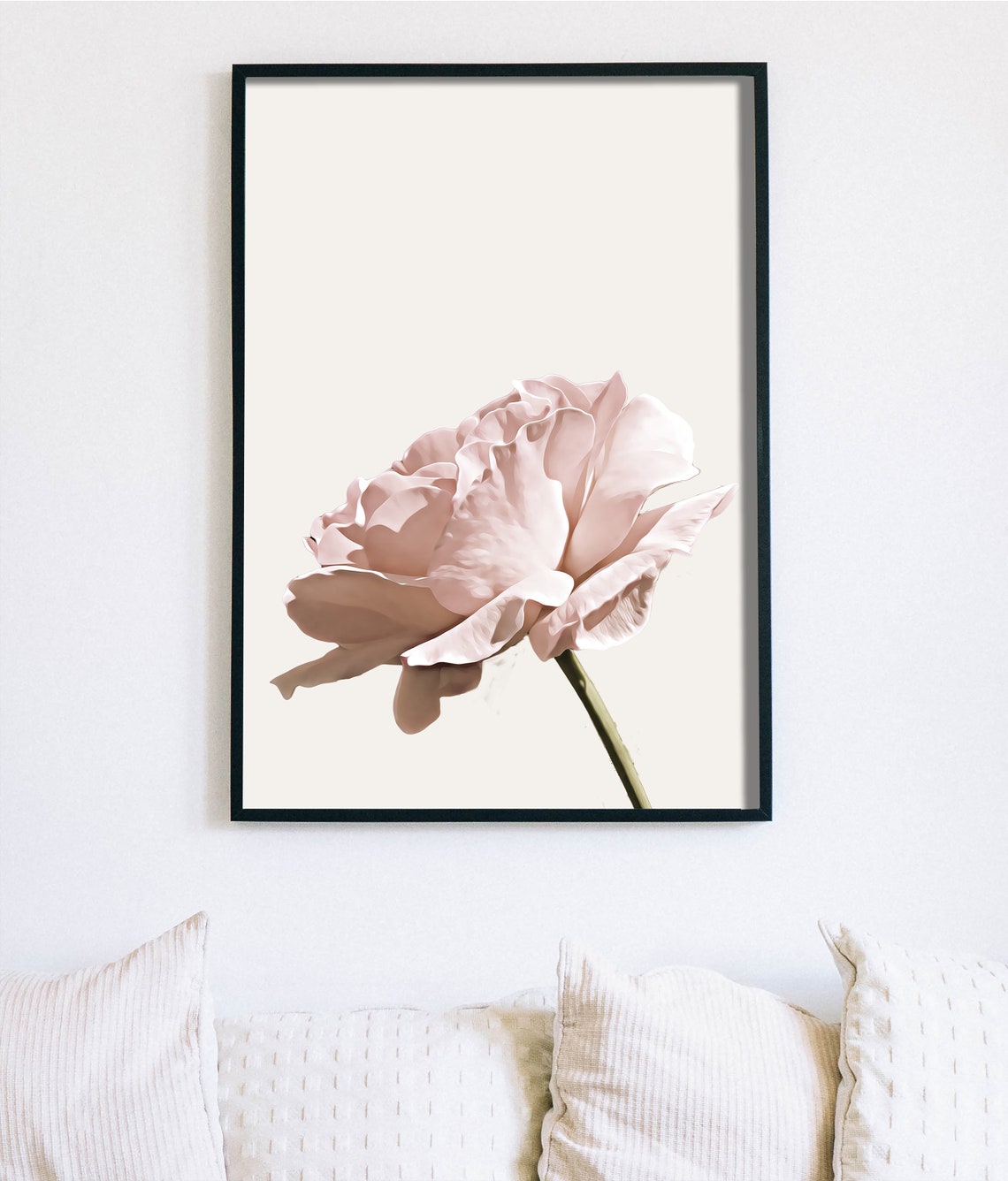 Wall Decor Blush Flowers Set of 2 Pink Floral Art Large Flower Etsy