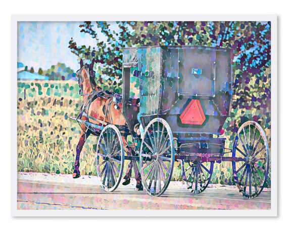 AMISH Horse &amp; Buggy Digital Wall Art Amish Printable Digital - Etsy
