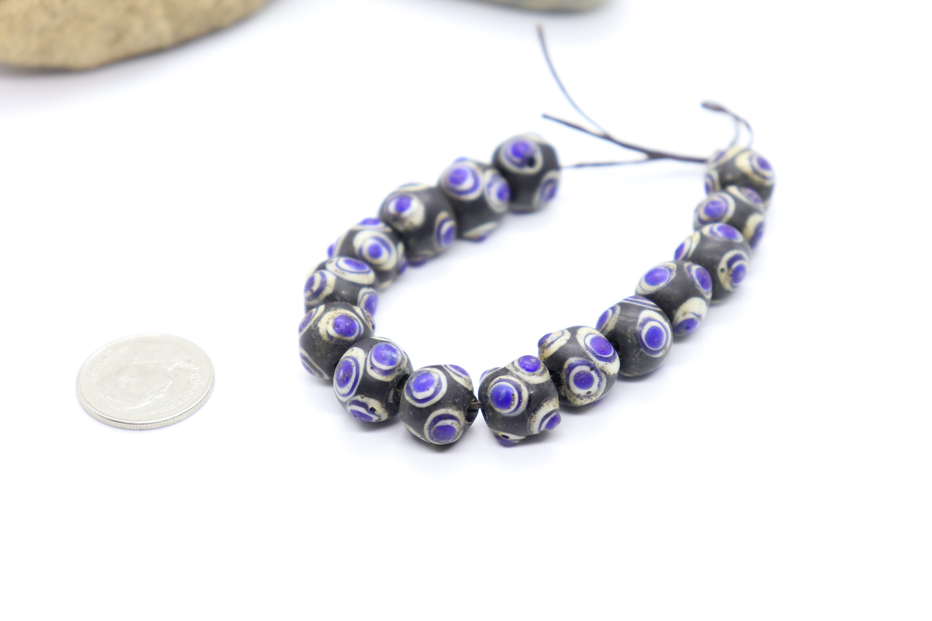 15 Glass Eye Beads Four Layer Stratified Eye Black Etsy