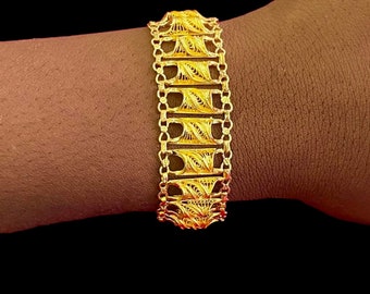 Kéké cigarette or 18 carats bracelet femme filigrane Madagascar