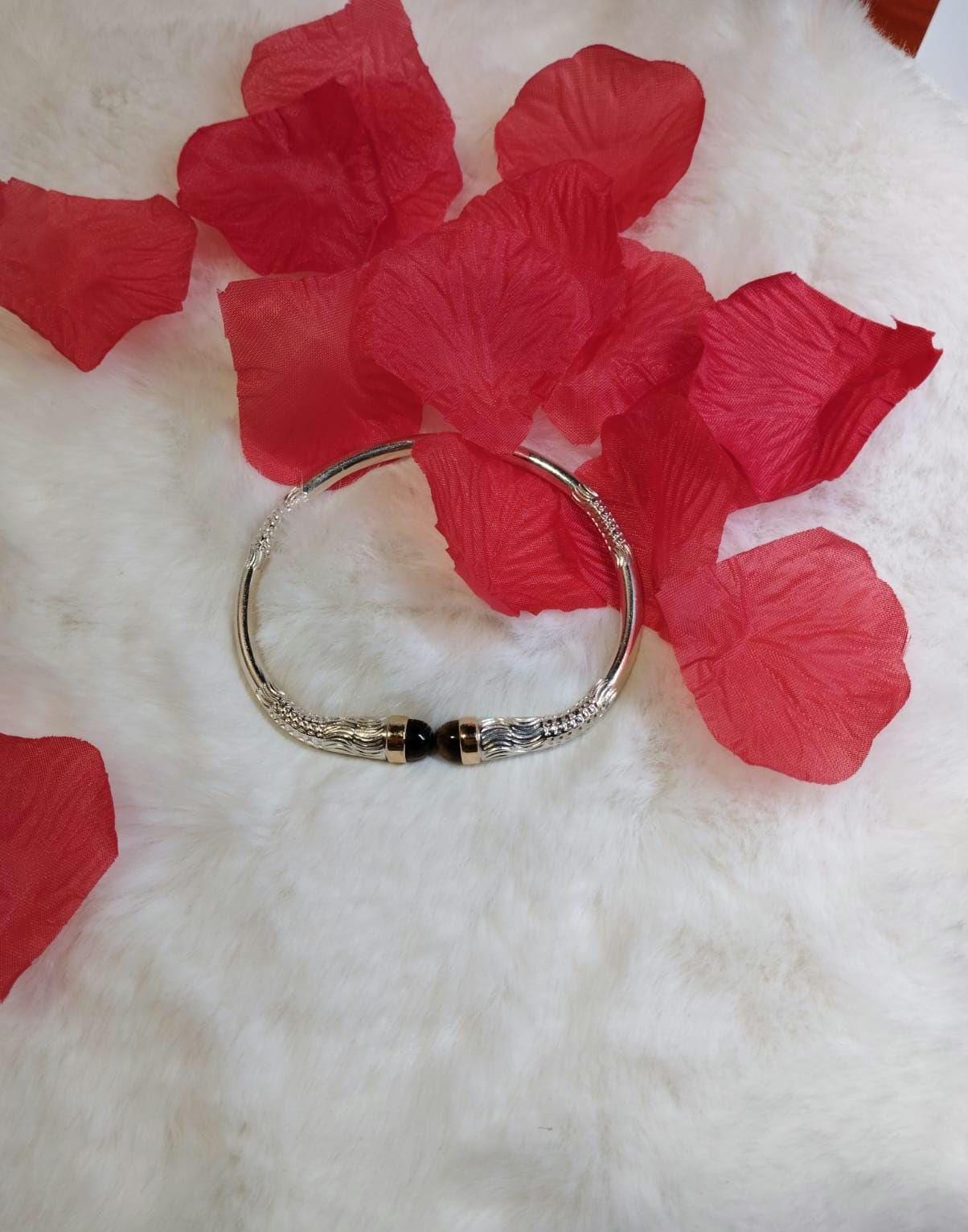 Bracelet Jonc Unisexe Argent Massif 950‰ Avec Œil Du Tigre - SoaArtShop Vangovango Gasy, Neuf Avec Étiquettes
