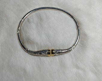 Bracelet Jonc En Argent Massif 950/1000 Avec Détails Or - Marque Vangovango Gasy/SoaArtShop - 18cm