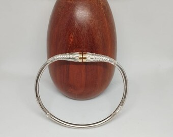 Bracelet Jonc En Argent Massif 950‰ - Style Malgache Vangovango, Orné De Détails Dorés, Tour De Bras 18 Cm