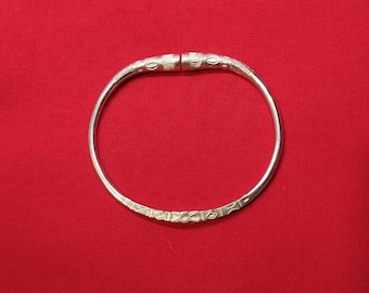 Bracelet Jonc Homme Argent Massif 950/1000 – Artisanat Malgache Vangovango – Ref5 Aloalo Soa