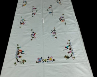 Hand embroidered tablecloths Madagascar crafts