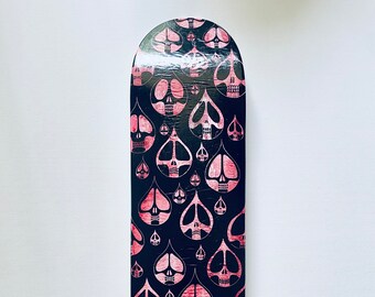 Hand Painted Skateboard Deck Art - Skull Drops