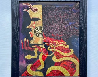Demon Girl with a Golden Mask - Original Painting