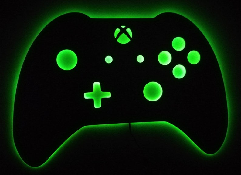 LED Illuminated Brushed Metal Xbox Controller Wall Art Gamer Etsy