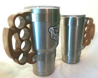 Geti-Grip: BRASS KNUCKLES Edition wood Handle for your 20 or 30 oz Yeti, Rambler, Rtic, Ozark Trail, Tumbler - INT'L Shipping Available!