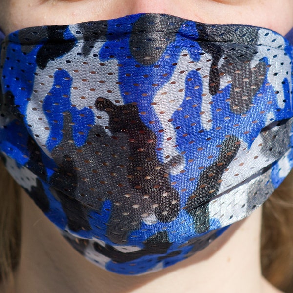 Sheer Mesh One Layer Sports Face Mask | Nose Wire | Child to Adult | Adjustable | Ultra Light | Breathable | Handmade in the USA