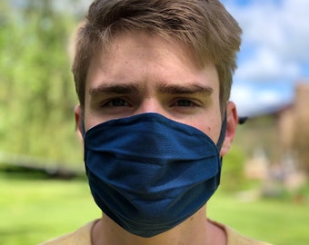 Máscara facial ajustable de una capa / Light & Thin / Alambre de nariz / Lavable / Transpirable / One-Ply / Algodón / Hecho a mano - USA